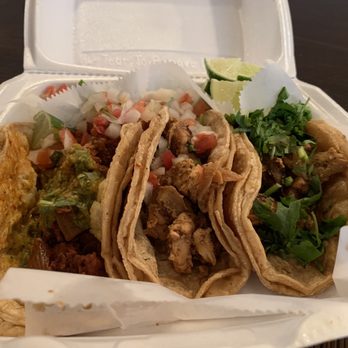 Las Palmas signature dishes Al Pastor TacosChorizo TacosLengua Tacos
